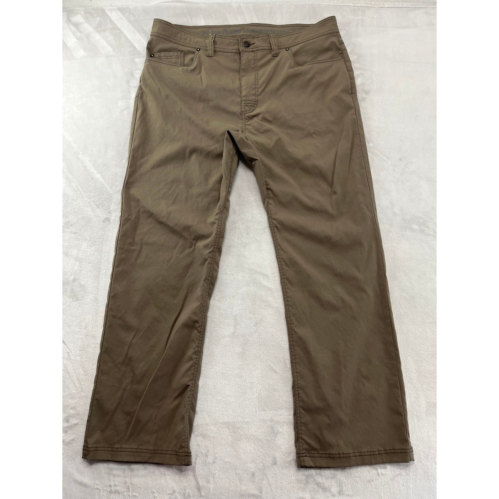 Prana Brion Pants Men 38x30 Fit(36x29) Brown Slim Fit Stretch Hiking Outdoor